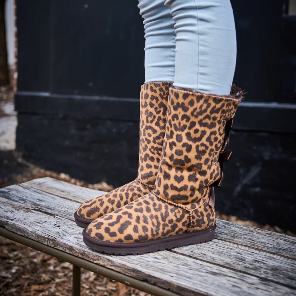 Leopard Print Women's Custom Ordered Tall Ugg Boots - Picture 6 of 8